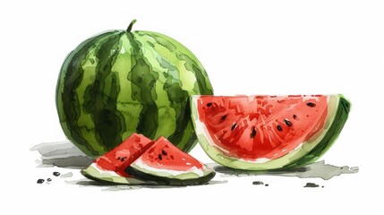 Canvas Print - Watermelon Watercolor Painting