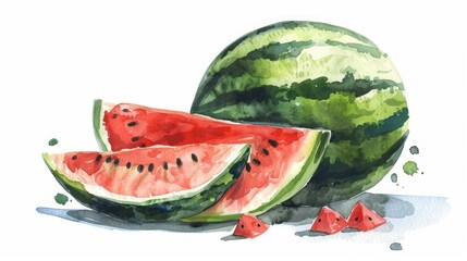 Canvas Print - Watermelon Watercolor Painting