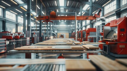 Sticker - Woodworking Factory Interior with Machinery