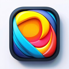 Poster - Abstract colorful icon with rounded edges and a 3D effect.