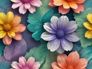 Wall Mural - 3d background with flowers,3d flowers in the garden,3d pink lotus flower