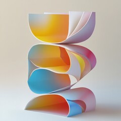 Canvas Print - Abstract colorful paper shapes in a tower-like arrangement.