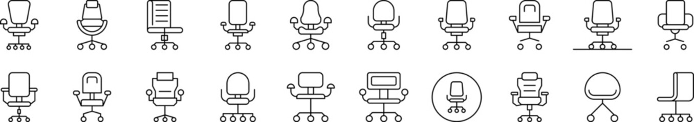 Wall Mural - Office Chair Thin Icons Collection. Editable Stroke. Suitable for Web Sites, Books, Cards, Apps