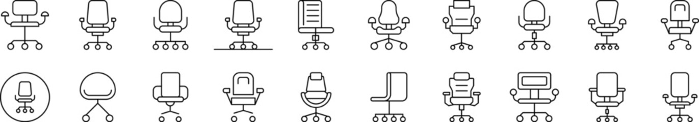 Wall Mural - Office Chair Set of Thin Icons. Editable Stroke. Suitable for Web Sites, Books, Cards, Apps