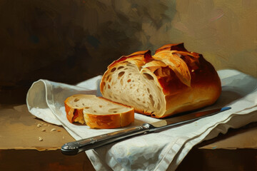 Still life with bread oil painting art