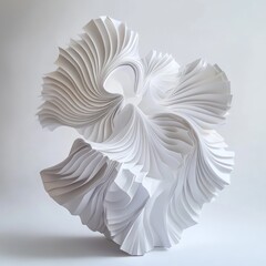 Canvas Print - Abstract white paper sculpture with organic, flowing lines, resembling a flower or cloud.