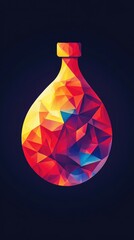 Wall Mural - Geometric abstract bottle design in bright red, yellow and blue triangular shapes. Emphasis on health and vitality. The concept of diabetes awareness and medical care. AI.