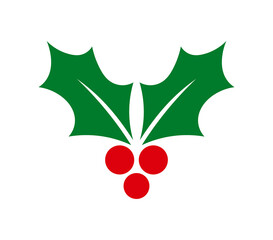Wall Mural - christmas holly berries symbol. design element. png illustration.