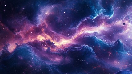Wall Mural - cosmic nebula with swirling gas and distant stars