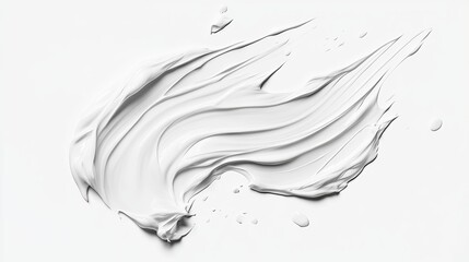 Cosmetic cream smear texture A realistic brush stroke mockup of a white beauty product such as milk mousse or toothpaste creating a smooth swirl or splash for skincare presentations