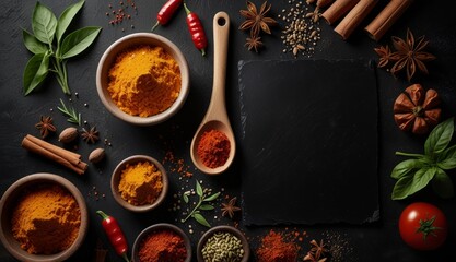 Vibrant Spices and Herbs Display