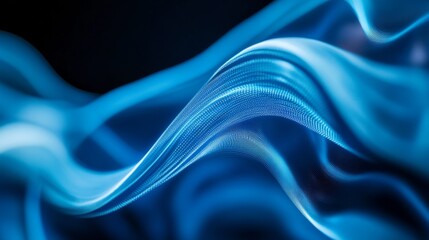Poster - The composition captures flowing blue light waves, showcasing their graceful motion and creating a sense of depth and dynamism against a contrasting dark background