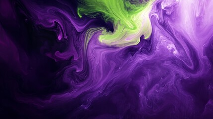 Poster - A vibrant and dynamic abstract swirl of purple and green, perfect for all kinds of artistic and creative designs