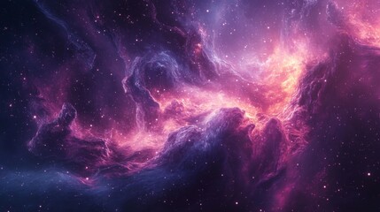 Wall Mural - a cosmic nebula with swirling pink and orange clouds