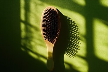 Sunshine Shadows on Hair Brush with Green Backdrop