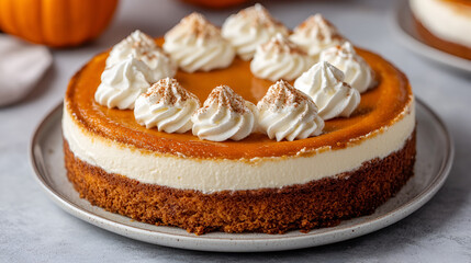 Wall Mural - Pumpkin cheesecake with fall spices topped with whipped cream