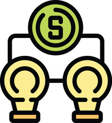 Sticker - Illustration of a crowdfunding platform connecting investors with business ideas for funding and potential profit