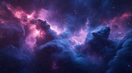 Wall Mural - cosmic nebula with pink and blue clouds and scattered stars
