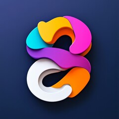 Sticker - Colorful abstract number eight with 3D effect against a dark blue background.