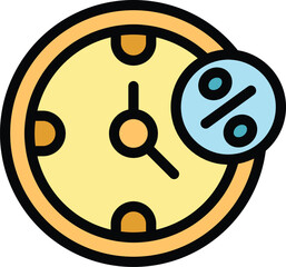 Canvas Print - Analog clock showing the concept of time management with a percentage symbol