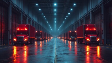 Poster - A fleet of autonomous mobile robots efficiently transporting goods in a large warehouse at night