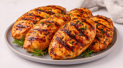 Wall Mural - Grilled or roasted chicken breast on a serving plate