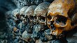 © neirfy - Exploring a crypt with human skulls offers a haunting experience, revealing a macabre glimpse into the past