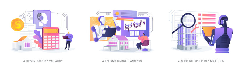 Poster - AI Technology in Real Estate abstract concept vector illustrations.