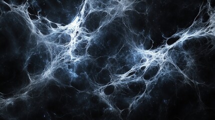 Abstract background of a white web-like pattern on a dark background.