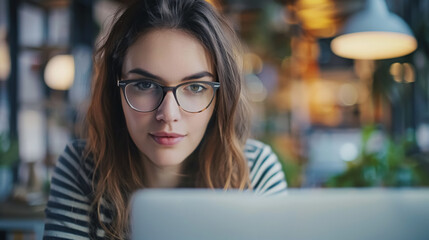 Wall Mural - I love what I do. Cropped portrait of an attractive young businesswoman working on her laptop while sitting in the office