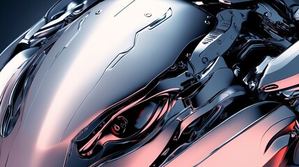 Poster - A close-up of a futuristic robotic design, showcasing intricate metallic details and a sleek, reflective surface.