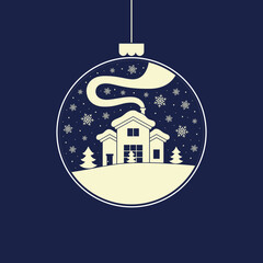 Wall Mural - Christmas ball isolated on navy background