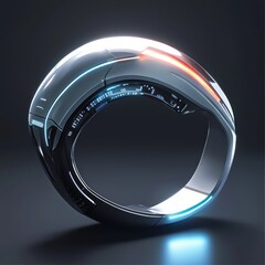 Poster - Futuristic silver ring with blue and red lights.