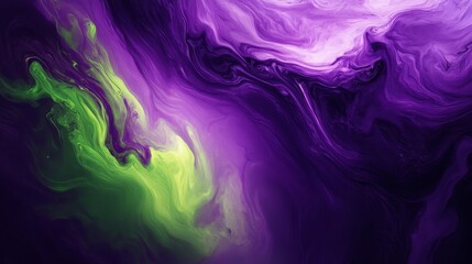 Poster - This dynamic abstract design showcases rich swirls of purple and green, making it perfect for various creative projects