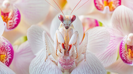 Wall Mural - Praying Mantis on Orchid