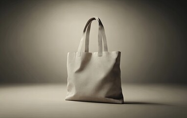 A minimalist beige tote bag displayed against a soft gradient background, emphasizing simplicity and functionality.