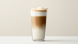Glass of tasty aromatic layered coffee latte macchiato
