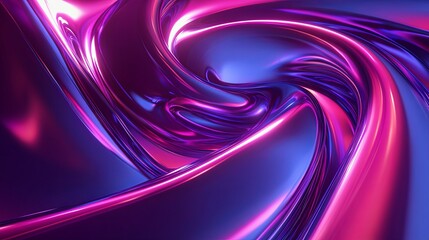 Wall Mural - A vibrant, swirling abstract design featuring glossy purple and pink hues, creating a dynamic visual effect.