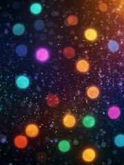 Wall Mural - Glowing particles and bokeh lights in an abstract background.