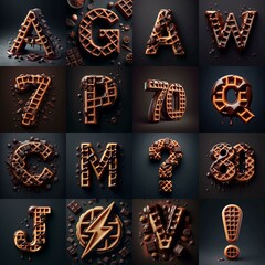 Chocolate and waffles Lettering Typeface. AI generated illustration