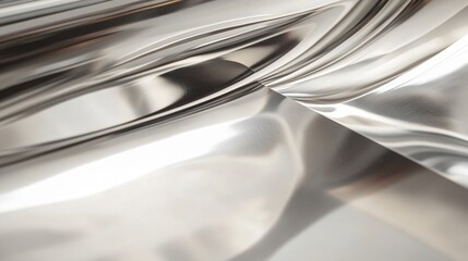 Canvas Print - Abstract texture of shiny silver material with slight reflection and folds.