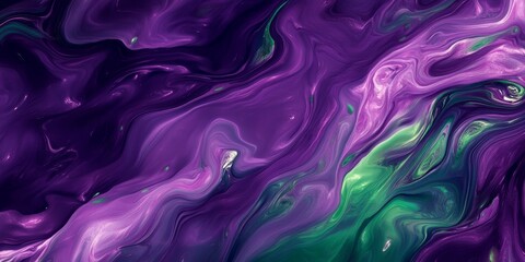 Poster - This mesmerizing fluid art showcases a beautiful blend of purple and green, perfect for modern design projects