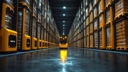 Poster - Warehouse designed for automated guided vehicle operations during day hours