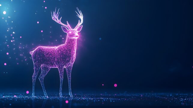 Illuminated polygonal deer on a bright lighting backdrop picture
