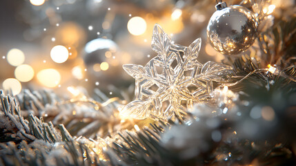 Wall Mural - close up of well decorated Christmas tree