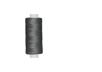 Wall Mural - grey spool of sewing thread isolated on white background close up