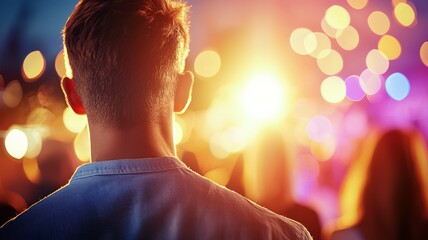 Canvas Print - A man is standing in front of a crowd of people