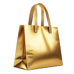 Golden shopping bag isolated