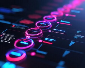 A glowing chart of interconnected steps, representing the flow of an integrated business process