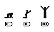 © north100 - stickman battery, charge indicator, energy indicator, vigor and weakness illustration, people in different states